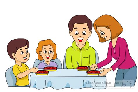 Family Clipart - family-having-meal-dinner-together - Classroom Clipart