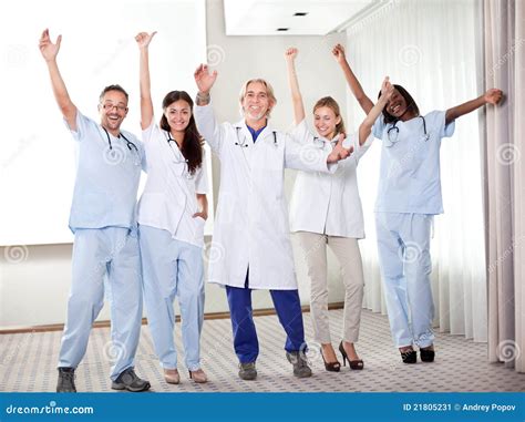 Group Of Happy Doctors Smiling And Waving Stock Image - Image: 21805231