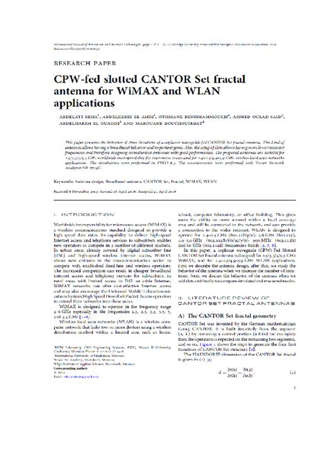 (DOC) CPW-fed slotted CANTOR Set fractal antenna for WiMAX and WLAN ...