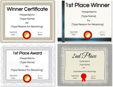 1St 2Nd 3Rd Place Certificate Template