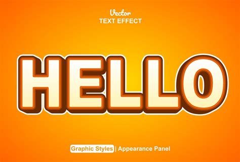 hello text effect with graphic style and editable. 20334567 Vector Art ...