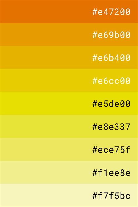 Yellow color palette in 2023 | Hex color palette, Color palette yellow ...