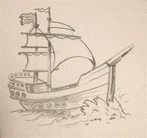 Pirate Ship Drawing Simple