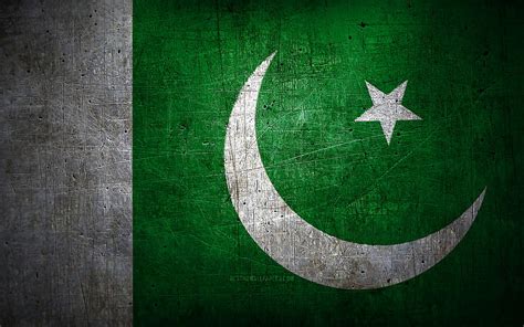 Pakistani metal flag, grunge art, asian countries, Day of Pakistan ...