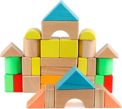 Amazon.com: FOPNETS Large Wooden Blocks Construction Building Toys Set ...