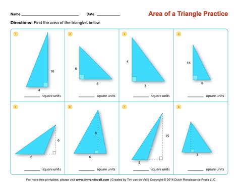 Area of a Triangle Worksheets – Third Grade Math Worksheets