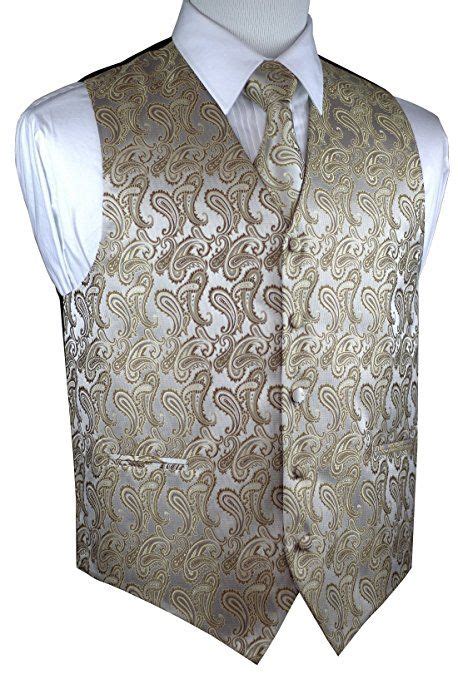 Brand Q Men's Tuxedo Vest, Tie & Pocket Square Set-Dark Champagne ...