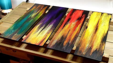 4 Pieces Plywood Acrylic Painting / Abstract Art / Home Decoration ...