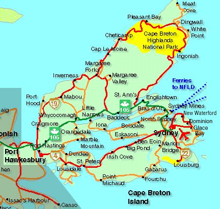 Cape Breton Map, Nova Scotia - Listings Canada