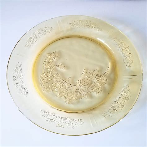 Yellow Depression Glassware, Federal Glass Amber Plate, Rose of Sharon ...