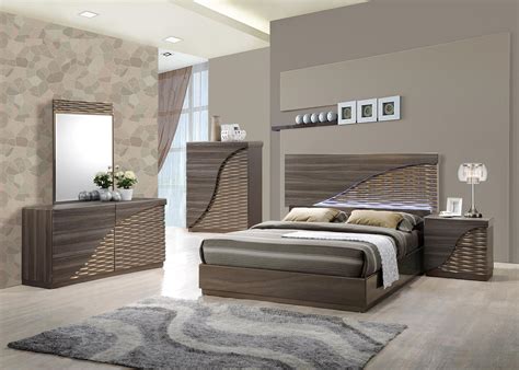 Contemporary Gold Zebra LED Bedroom Set Houston Texas Global-North