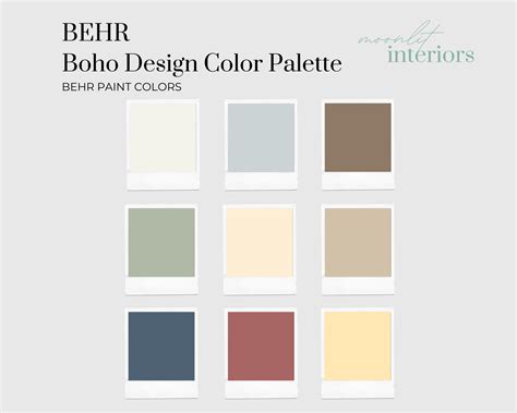 Bohemian Home Color Palette, Behr Interior Paint Palette, Pre-Selected ...