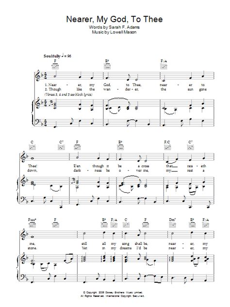 Nearer My God To Thee by Lowell Mason Sheet Music for Piano, Vocal ...