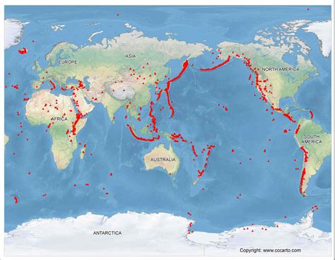 Ocean Volcanoes Map - Wayne Baisey