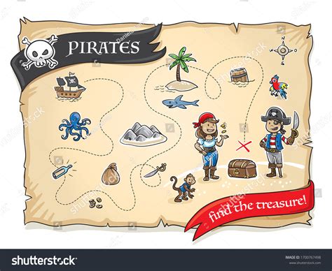 Cartoon Pirate Treasure Map