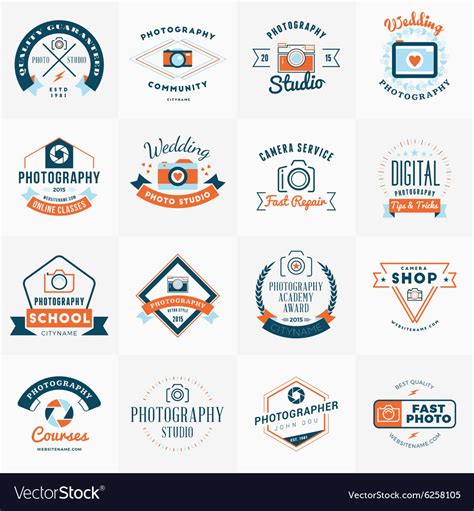 Set of photography logo design templates Vector Image