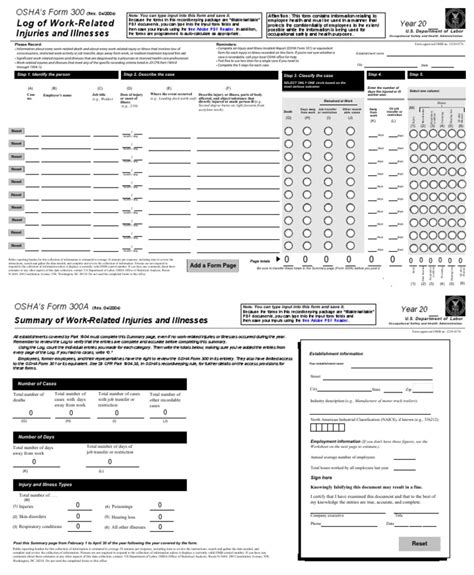 Osha 300 Forms | PDF | Occupational Safety And Health | Occupational ...