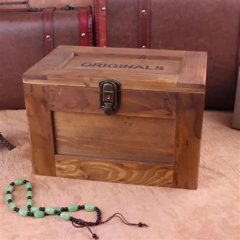 Treasure chest wooden lockable storage box cosmetic secret safe storage ...