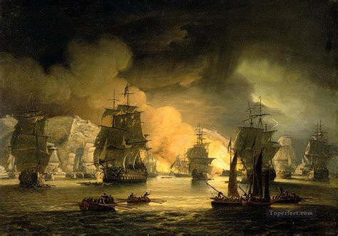 Thomas Luny The bombardement of Algiers Naval Battles Painting in Oil ...