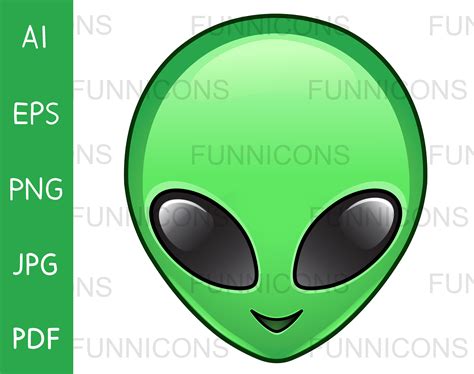 Clipart Cartoon of a Green Alien Emoji Emoticon Face Icon Ai - Etsy ...