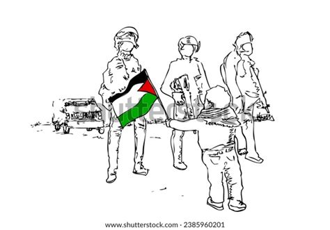 Boy Hold Palestine Flag Front Israel Stock Vector (Royalty Free ...