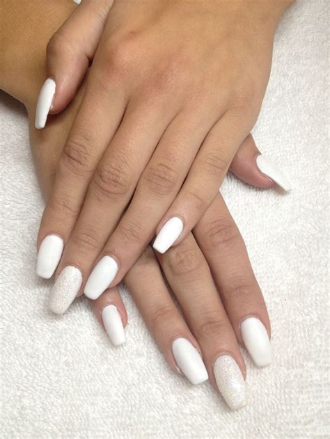 Matte white coffin shape gel nails | Gel nails french, Gel nail ...