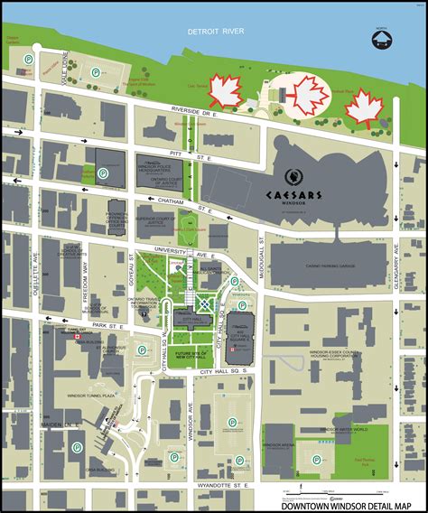 Windsor downtown tourist map - Ontheworldmap.com