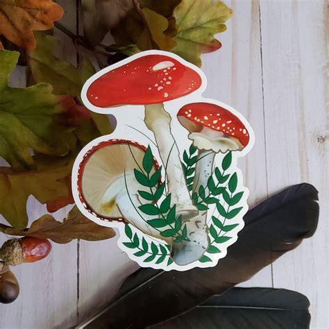 GLOSSY STICKER: Red Mushroom Forest Floor Aesthetic Sticker - Etsy