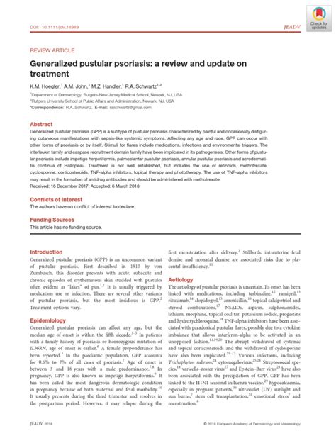 2018 - Generalized Pustular Psoriasis A Review and Update On Treatment ...