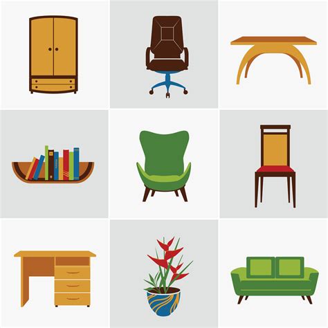 Furniture flat icons 435963 Vector Art at Vecteezy