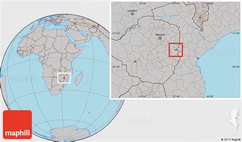 Gray Location Map of MUTARE Urban