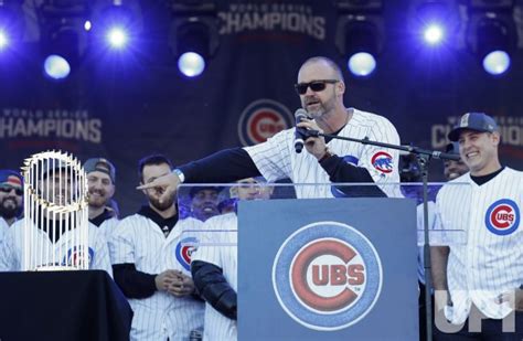 Photo: Chicago Cubs' David Ross speaks during the 2016 World Series ...