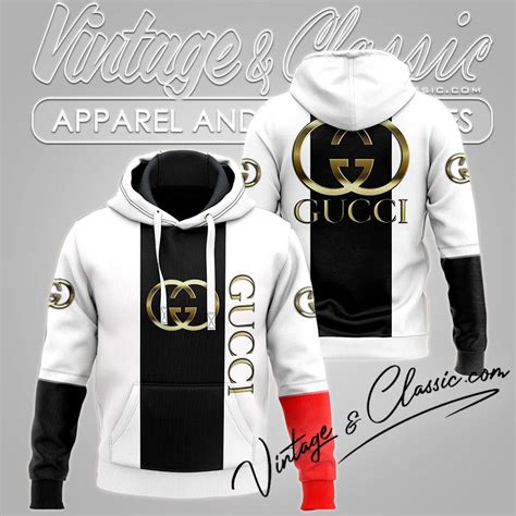 Black White Gucci Golden Logo Hoodie 3D All Over Print ...