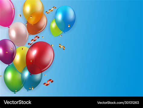 Glossy happy birthday balloons background Vector Image