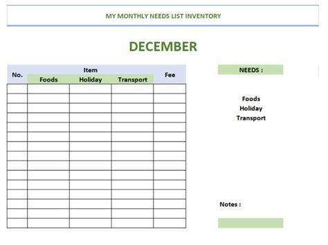 Inventory Sheet Excel Template