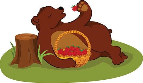 Best Bear Eating Berries Illustrations, Royalty-Free Vector Graphics ...