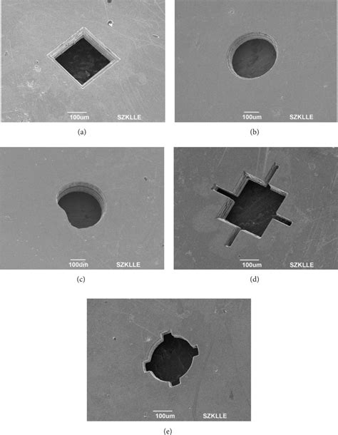 SEM photograph of micro-cavity mold: (a) Square micro-cavity mold; (b ...