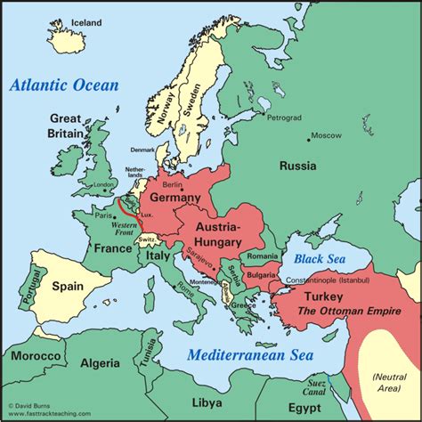 World War 1 Map Allies And Central Powers