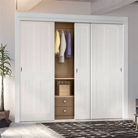 Three Sliding Wardrobe Doors & Frame Kit - Eton White Primed Victorian