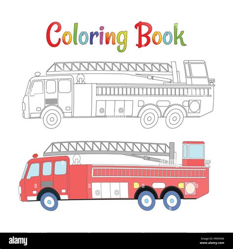 Fire truck coloring book vector. Coloring pages for kids Vector ...