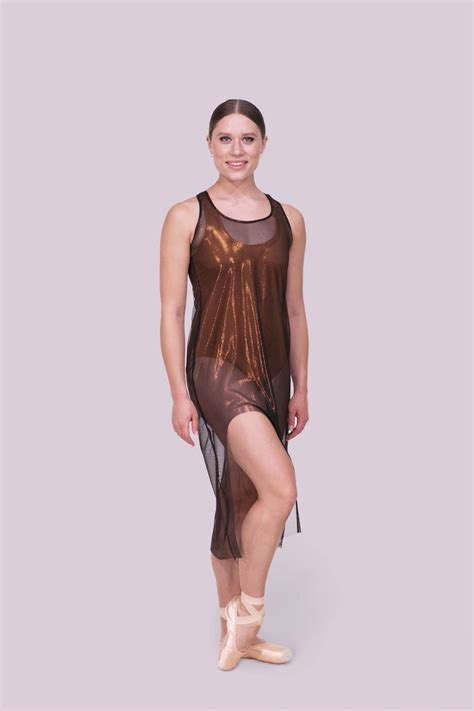 Tonya Tank Mesh Dress - Metallic Copper/Black | Anina Dancewear