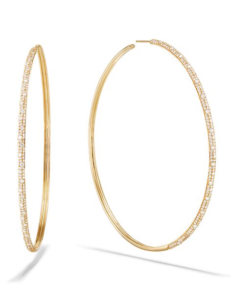 Lana 14k Thin Diamond Cluster Hoop Earrings, 85mm | Neiman Marcus