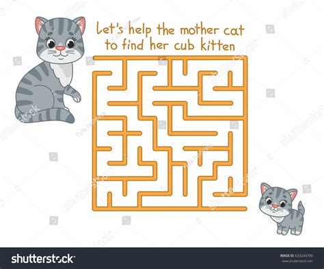 Funny Maze Kids Cute Cat Game Stock Vector (Royalty Free) 633244790 ...