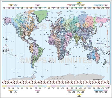 Detailed World Time Zones Map, Illustrator AI CS/CC editable vector ...