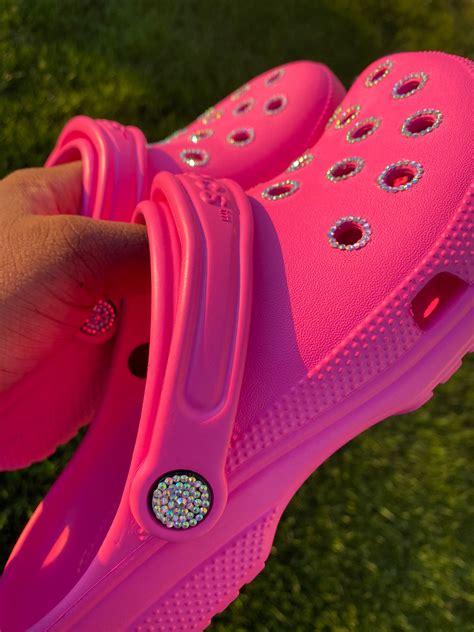 Custom Bling Pink Crocs / Summer/ Custom Shoes / Pink Crocs / | Etsy