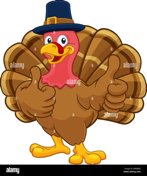 Turkey Pilgrim Hat Thanksgiving Cartoon Character Stock Vector Image ...