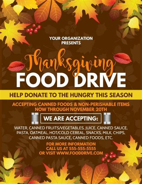 Thanksgiving Food Drive Flyer Templates