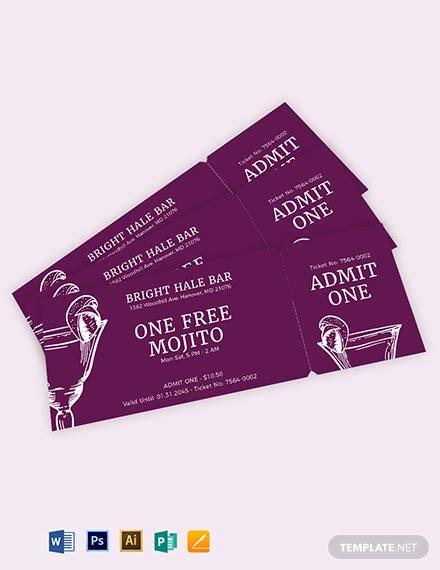 Drink Ticket - 18+ Examples, Illustrator, Word, Pages, Photoshop, Publisher