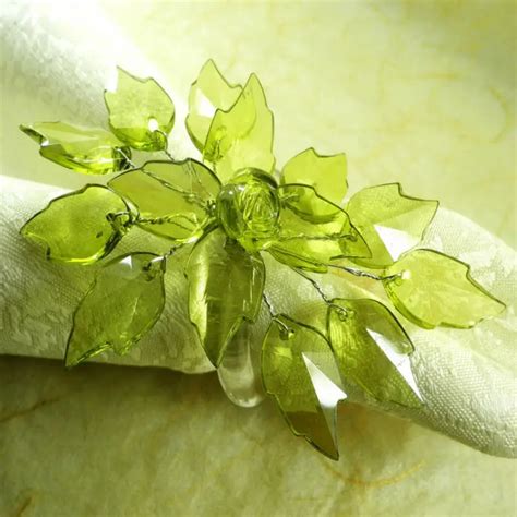 green crystal flower napkin rings, wedding napkin napkin holder-in ...