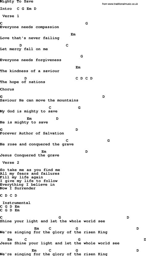 Free Mighty To Save Chords Pdf